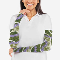 Green Hawaii Palaka Honohono Pikake Arm Sleeves Hawaiian Orchid Lei Polynesian Pattern LT14 - Polynesian Pride