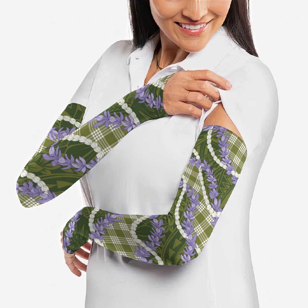 Green Hawaii Palaka Honohono Pikake Arm Sleeves Hawaiian Orchid Lei Polynesian Pattern LT14 - Polynesian Pride
