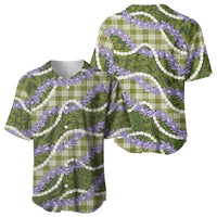 Green Hawaii Palaka Honohono Pikake Baseball Jersey Hawaiian Orchid Lei Polynesian Pattern - Polynesian Pride