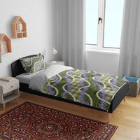 Green Hawaii Palaka Honohono Pikake Bedding Set Hawaiian Orchid Lei Polynesian Pattern - Polynesian Pride
