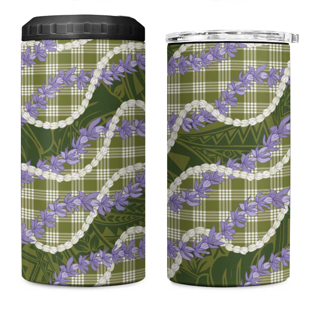 Green Hawaii Palaka Honohono Pikake 4 in 1 Can Cooler Tumbler Hawaiian Orchid Lei Polynesian Pattern LT14 One Size: 16 oz Green - Polynesian Pride