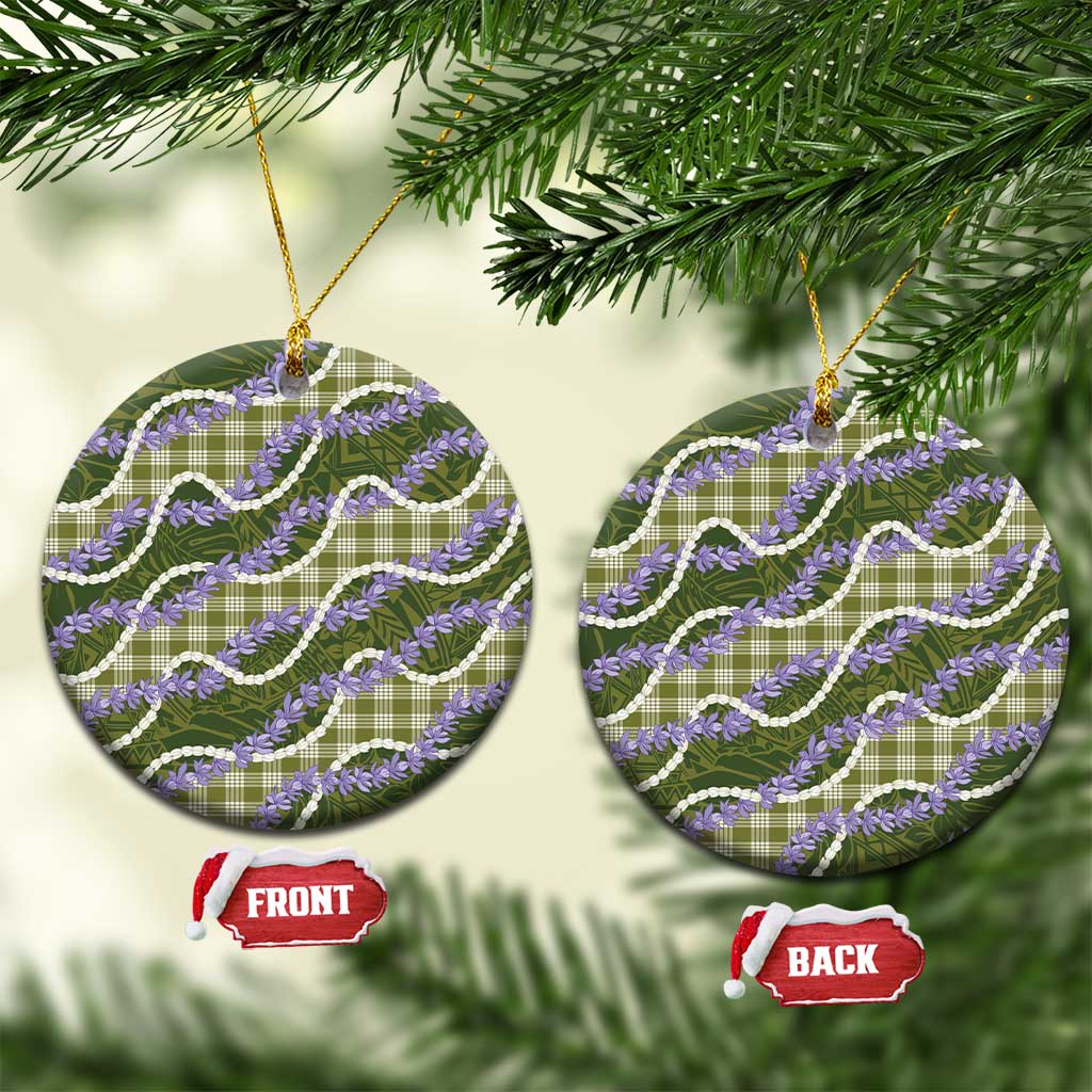 Green Hawaii Palaka Honohono Pikake Ceramic Ornament Hawaiian Orchid Lei Polynesian Pattern - Polynesian Pride