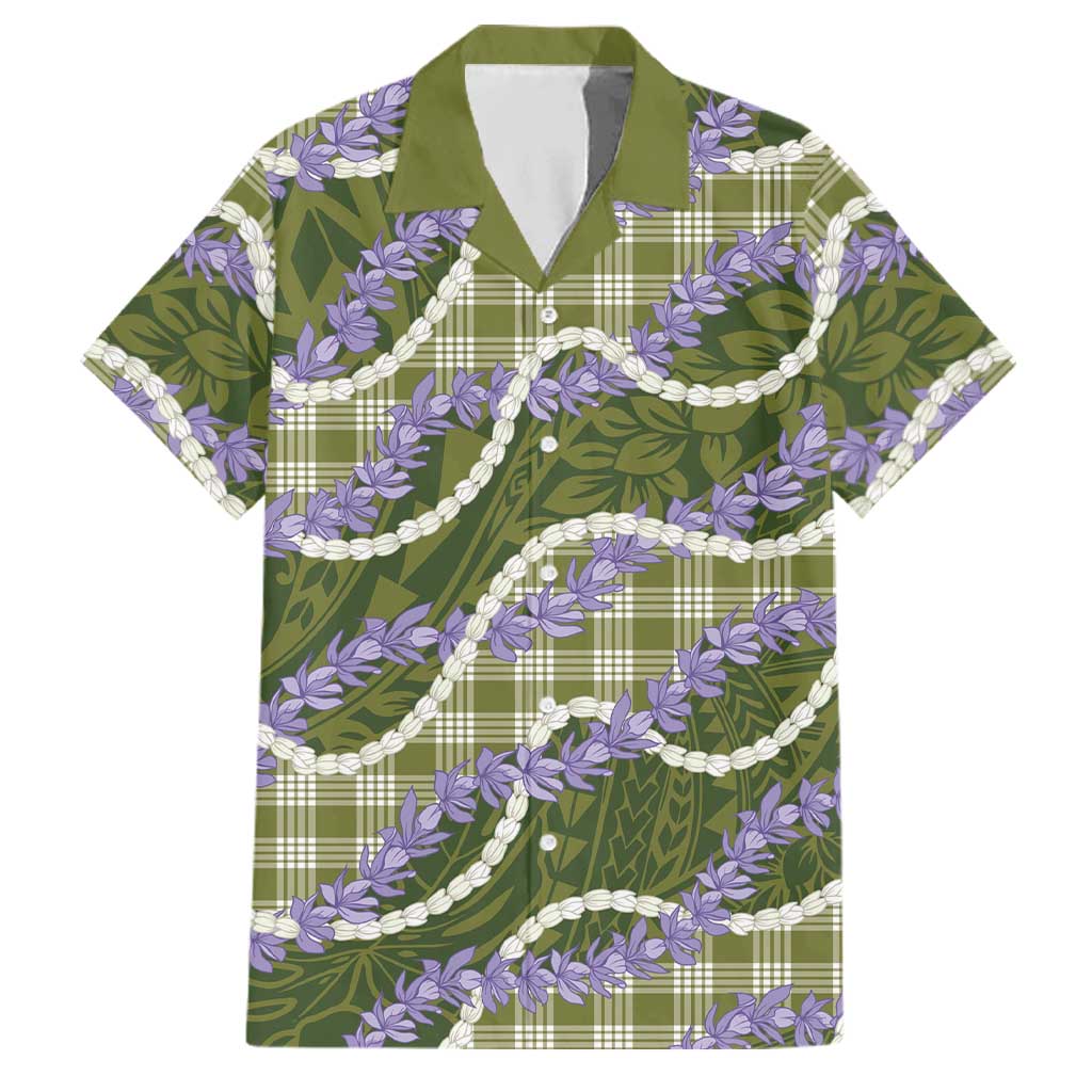Green Hawaii Palaka Honohono Pikake Family Matching Long Sleeve Bodycon Dress and Hawaiian Shirt Hawaiian Orchid Lei Polynesian Pattern LT14 Dad's Shirt - Short Sleeve Green - Polynesian Pride