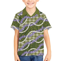 Green Hawaii Palaka Honohono Pikake Family Matching Long Sleeve Bodycon Dress and Hawaiian Shirt Hawaiian Orchid Lei Polynesian Pattern LT14 - Polynesian Pride