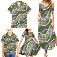 Green Hawaii Palaka Honohono Pikake Family Matching Summer Maxi Dress and Hawaiian Shirt Hawaiian Orchid Lei Polynesian Pattern LT14 - Polynesian Pride