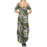 Green Hawaii Palaka Honohono Pikake Family Matching Summer Maxi Dress and Hawaiian Shirt Hawaiian Orchid Lei Polynesian Pattern LT14 - Polynesian Pride