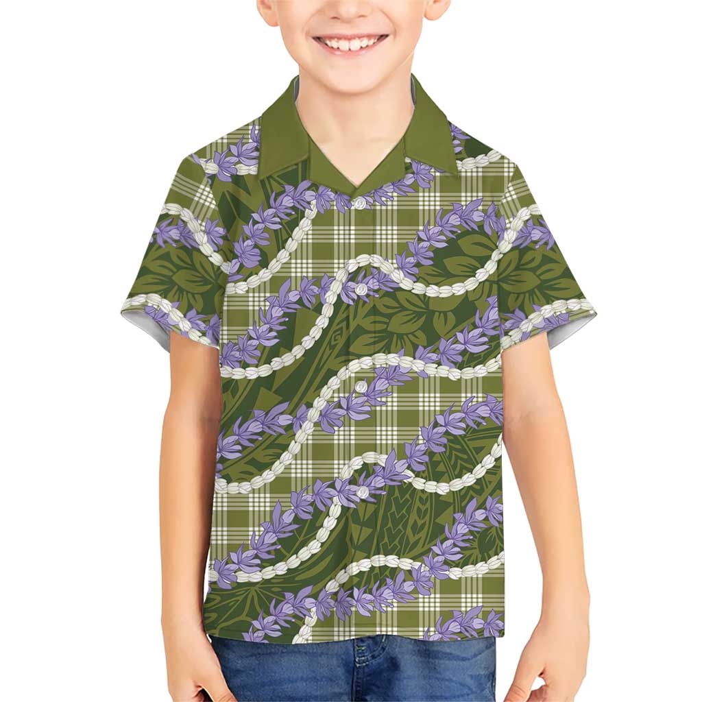 Green Hawaii Palaka Honohono Pikake Family Matching Tank Maxi Dress and Hawaiian Shirt Hawaiian Orchid Lei Polynesian Pattern LT14 - Polynesian Pride