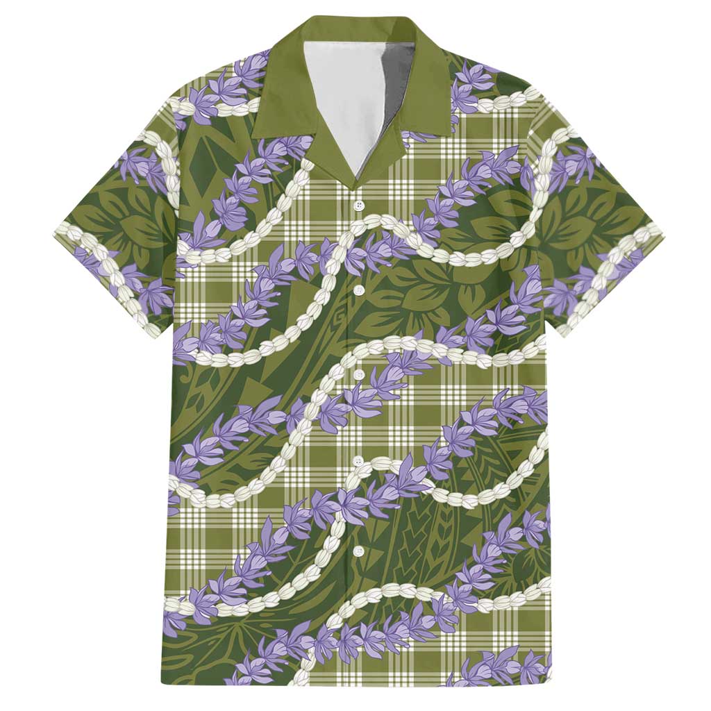 Green Hawaii Palaka Honohono Pikake Hawaiian Shirt Hawaiian Orchid Lei Polynesian Pattern - Polynesian Pride