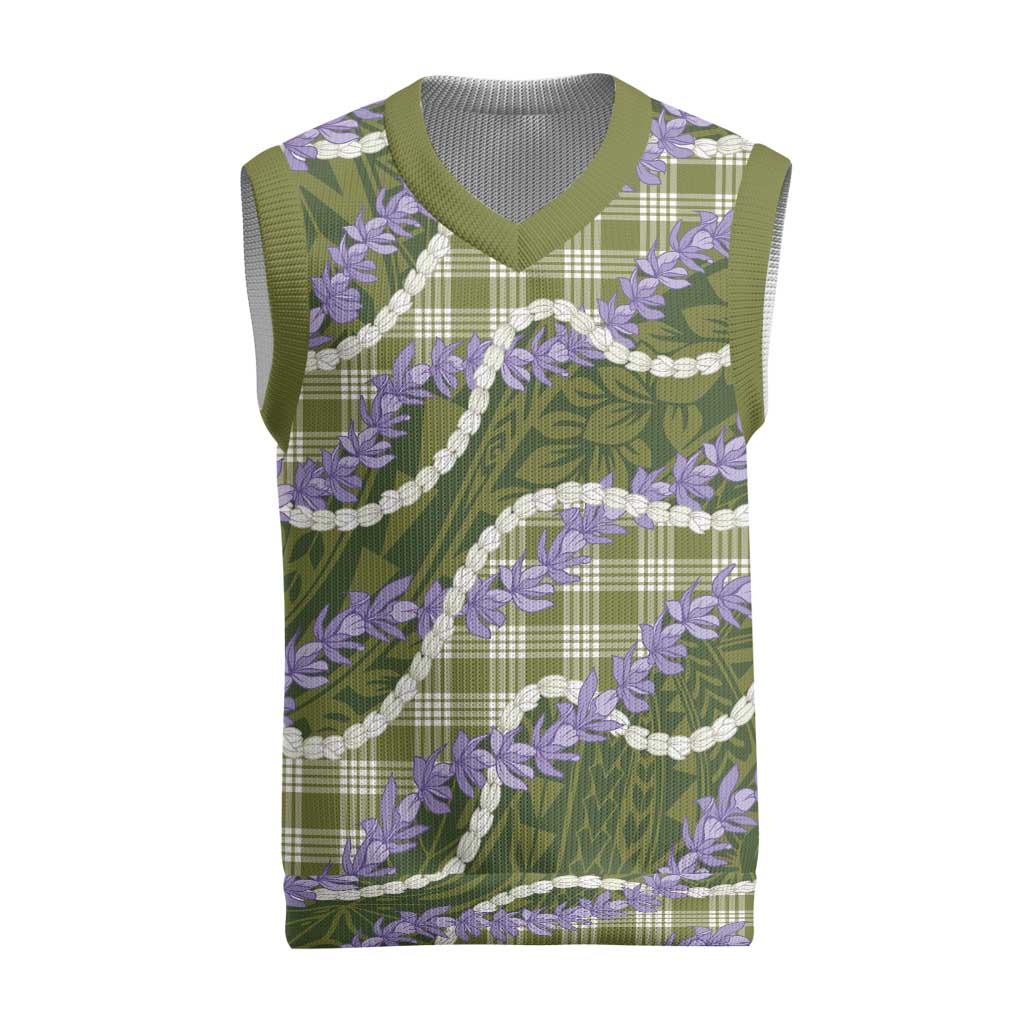 Green Hawaii Palaka Honohono Pikake Christmas Knitted V-Neck Vest Hawaiian Orchid Lei Polynesian Pattern LT14 Green - Polynesian Pride