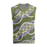 Green Hawaii Palaka Honohono Pikake Christmas Knitted V-Neck Vest Hawaiian Orchid Lei Polynesian Pattern LT14 Green - Polynesian Pride