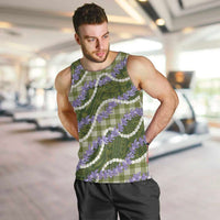 Green Hawaii Palaka Honohono Pikake Men Tank Top Hawaiian Orchid Lei Polynesian Pattern - Polynesian Pride