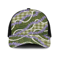 Green Hawaii Palaka Honohono Pikake Mesh Trucker Cap Hawaiian Orchid Lei Polynesian Pattern - Polynesian Pride