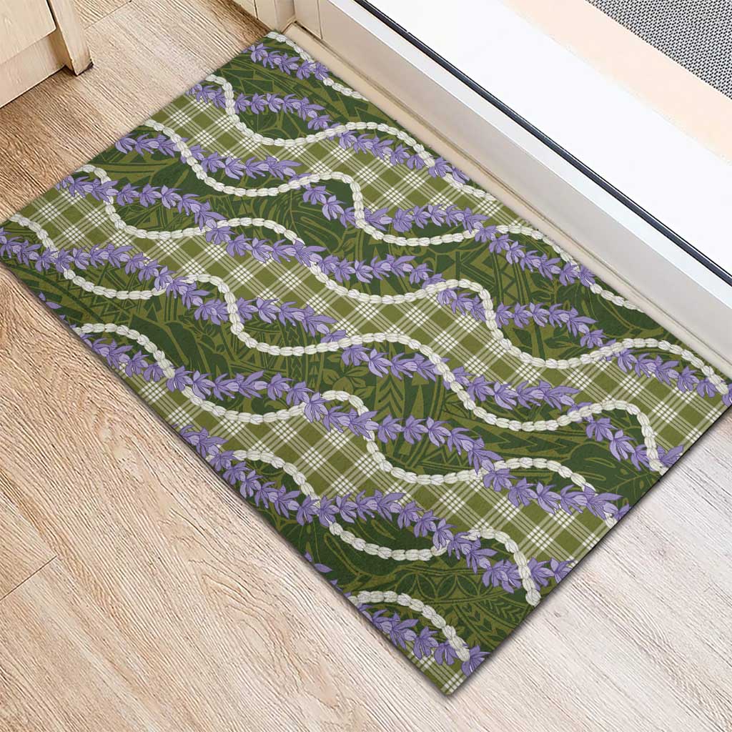Green Hawaii Palaka Honohono Pikake Rubber Doormat Hawaiian Orchid Lei Polynesian Pattern LT14 - Polynesian Pride