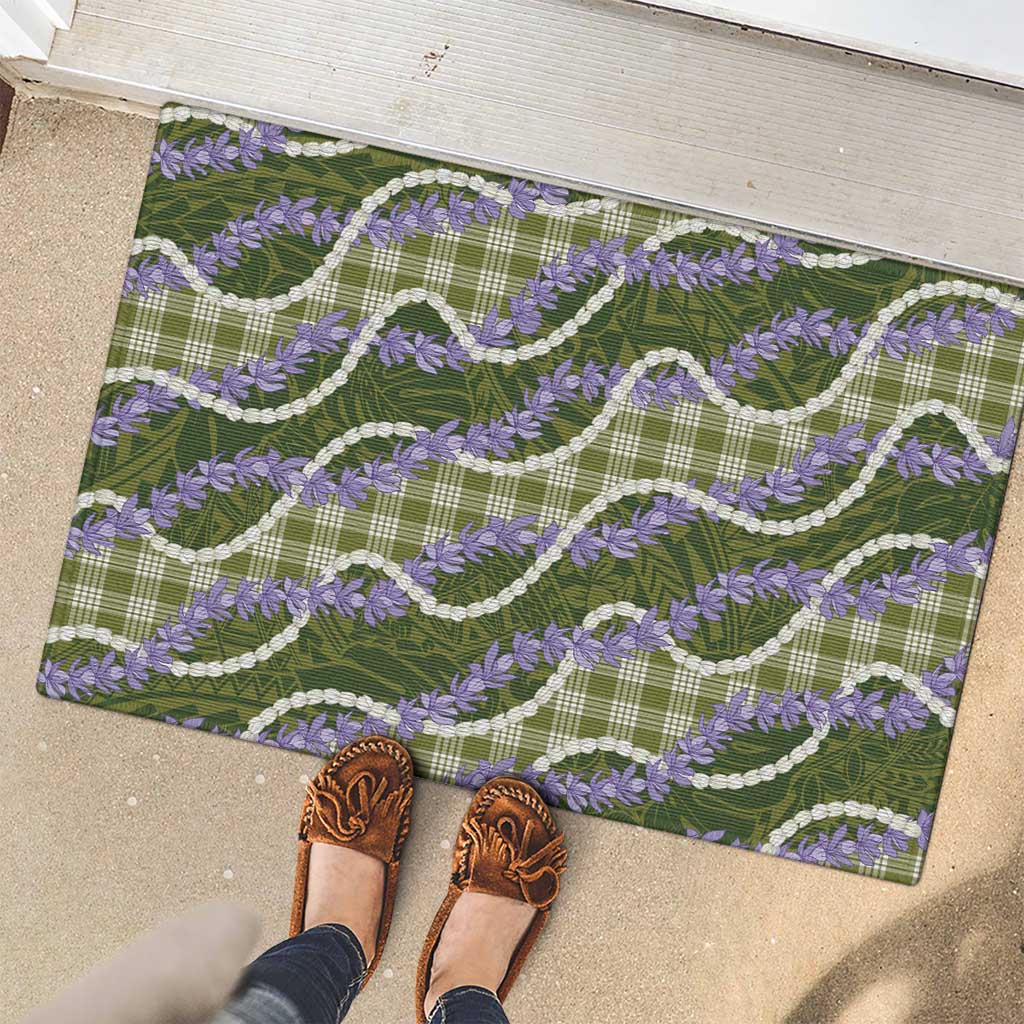 Green Hawaii Palaka Honohono Pikake Rubber Doormat Hawaiian Orchid Lei Polynesian Pattern LT14 - Polynesian Pride