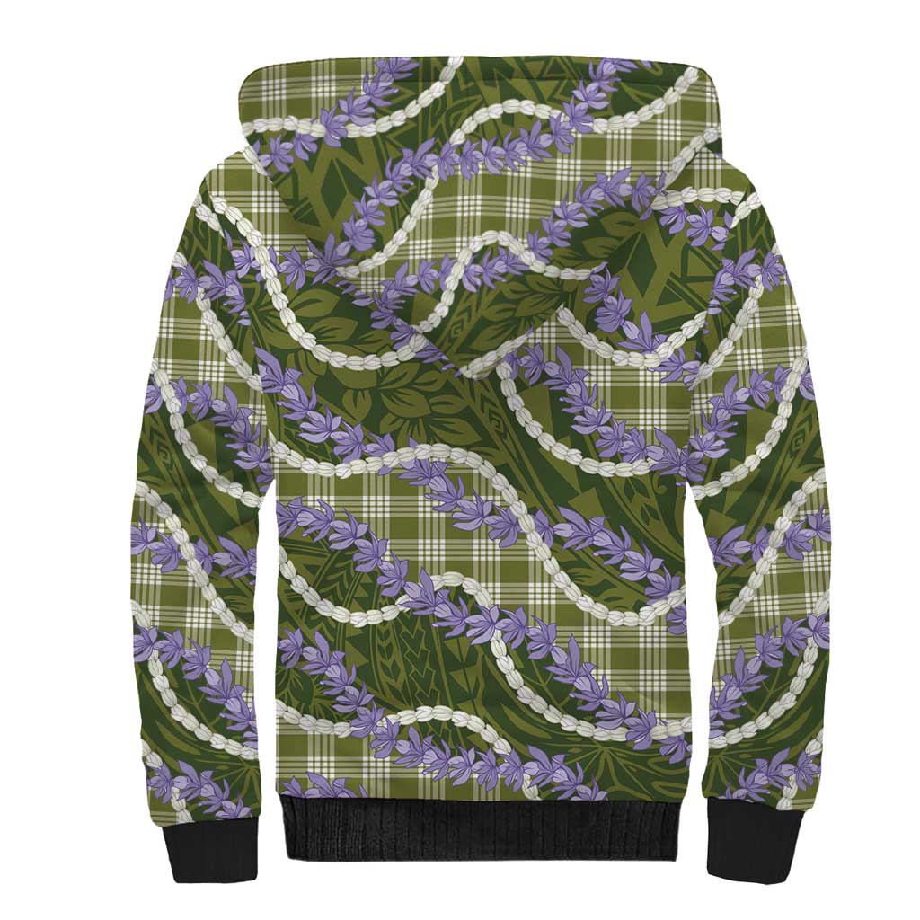 Green Hawaii Palaka Honohono Pikake Sherpa Hoodie Hawaiian Orchid Lei Polynesian Pattern LT14 - Polynesian Pride