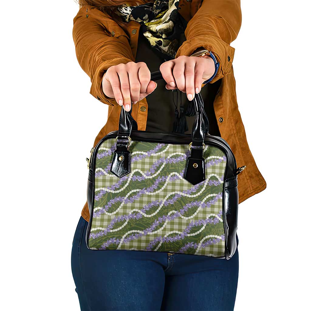 Green Hawaii Palaka Honohono Pikake Shoulder Handbag Hawaiian Orchid Lei Polynesian Pattern - Polynesian Pride