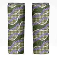Green Hawaii Palaka Honohono Pikake Skinny Tumbler Hawaiian Orchid Lei Polynesian Pattern LT14 Green - Polynesian Pride