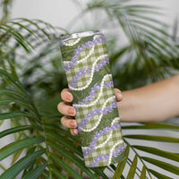 Green Hawaii Palaka Honohono Pikake Skinny Tumbler Hawaiian Orchid Lei Polynesian Pattern LT14 - Polynesian Pride