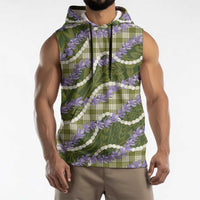 Green Hawaii Palaka Honohono Pikake Sleeveless Hoodie Hawaiian Orchid Lei Polynesian Pattern LT14 - Polynesian Pride