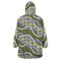 Green Hawaii Palaka Honohono Pikake Wearable Blanket Hoodie Hawaiian Orchid Lei Polynesian Pattern LT14 - Polynesian Pride
