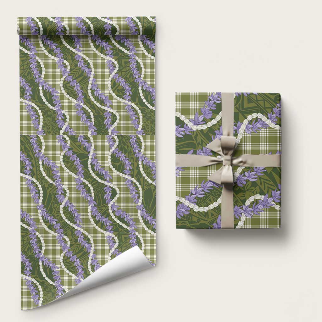 Green Hawaii Palaka Honohono Pikake Wrapping Paper Hawaiian Orchid Lei Polynesian Pattern LT14 58" × 23" Green - Polynesian Pride