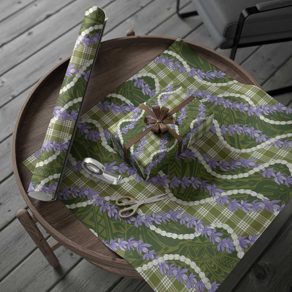 Green Hawaii Palaka Honohono Pikake Wrapping Paper Hawaiian Orchid Lei Polynesian Pattern LT14 - Polynesian Pride