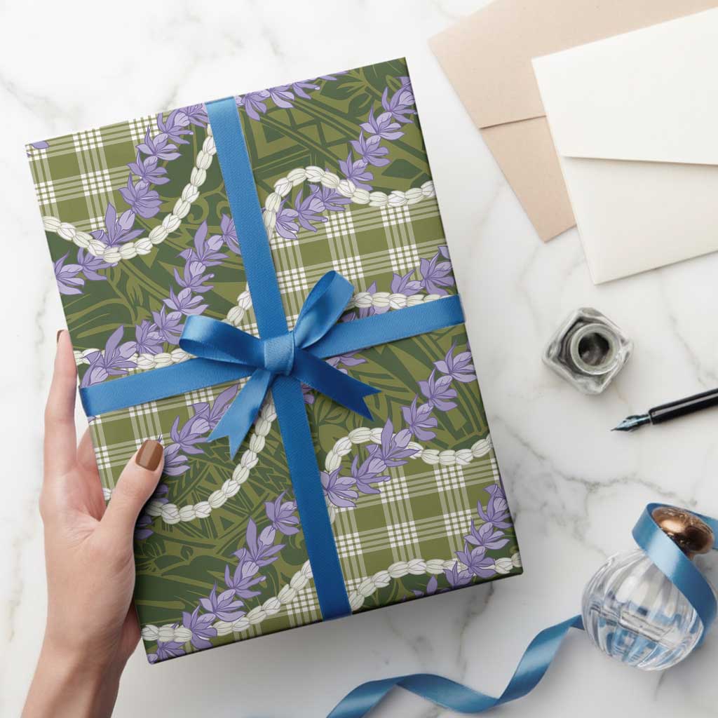 Green Hawaii Palaka Honohono Pikake Wrapping Paper Hawaiian Orchid Lei Polynesian Pattern LT14 - Polynesian Pride