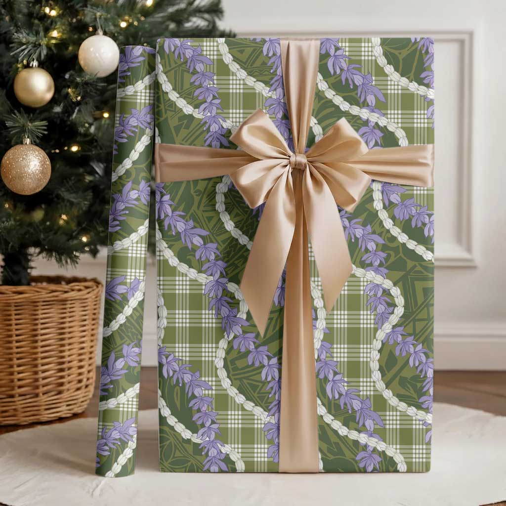 Green Hawaii Palaka Honohono Pikake Wrapping Paper Hawaiian Orchid Lei Polynesian Pattern LT14 - Polynesian Pride