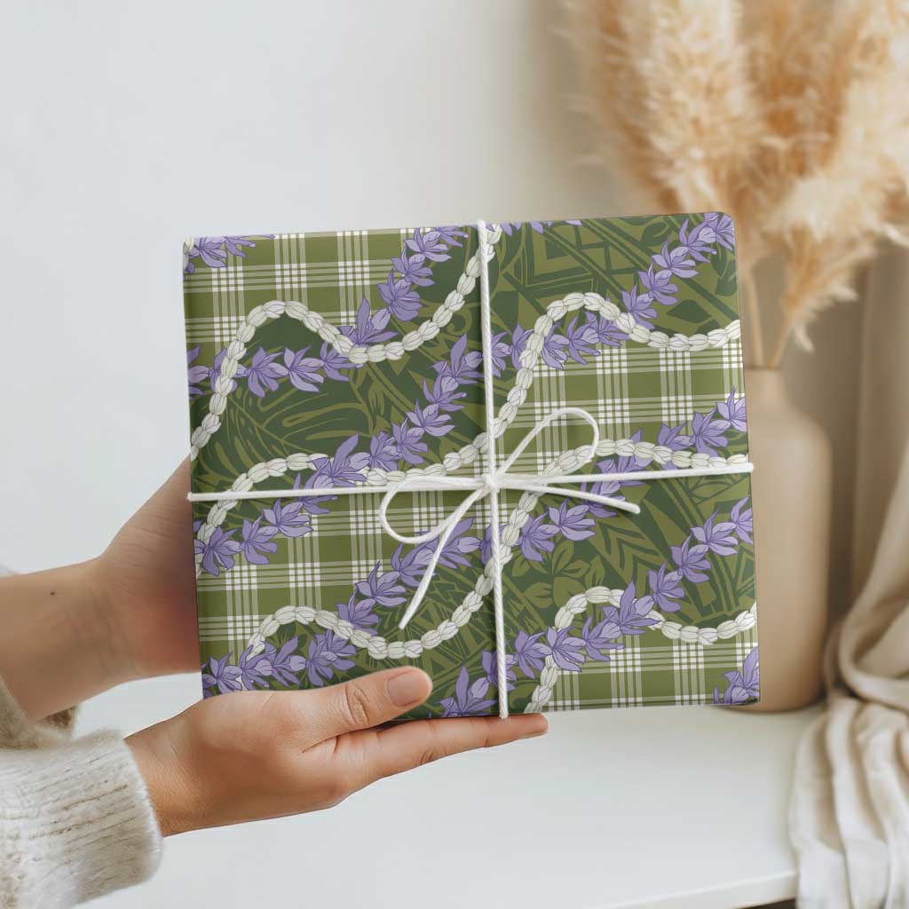 Green Hawaii Palaka Honohono Pikake Wrapping Paper Hawaiian Orchid Lei Polynesian Pattern LT14 - Polynesian Pride