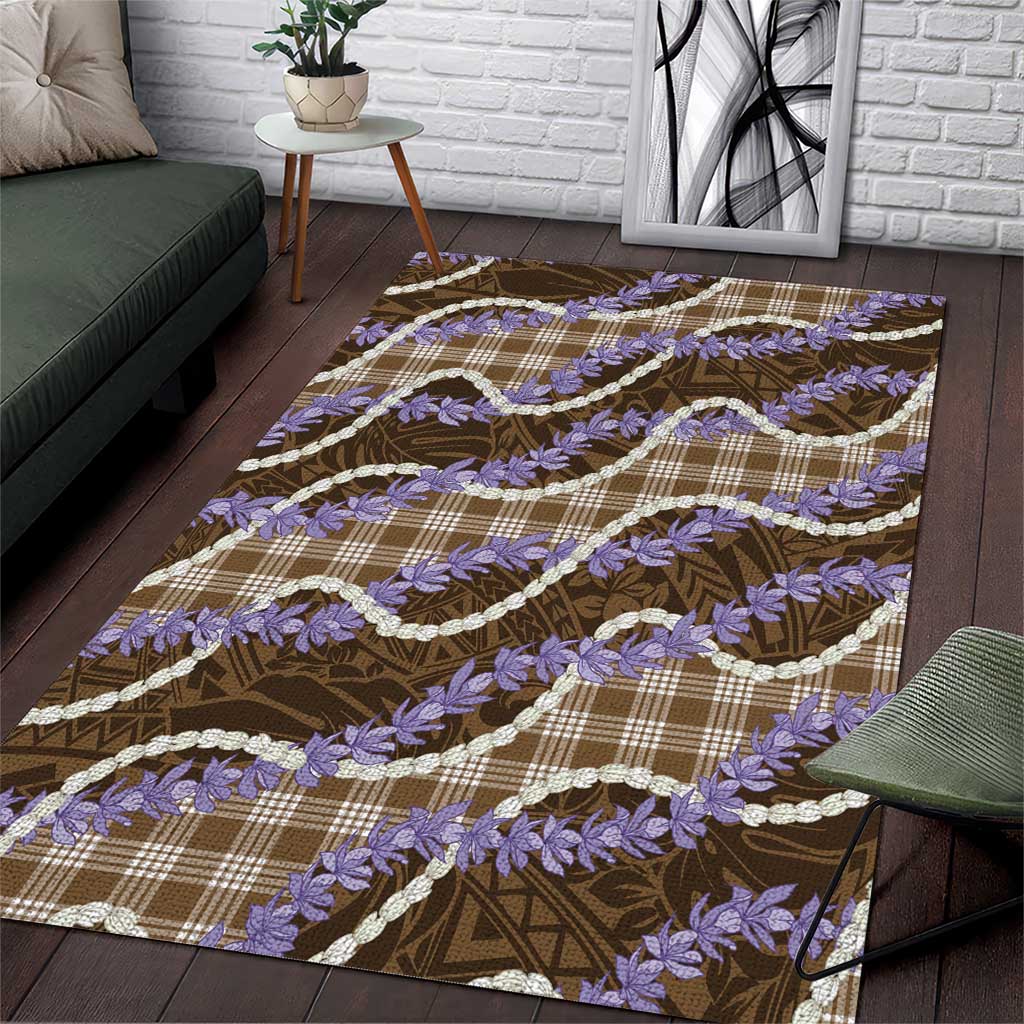 Brown Hawaii Palaka Honohono Pikake Area Rug Hawaiian Orchid Lei Polynesian Pattern LT14 Brown - Polynesian Pride