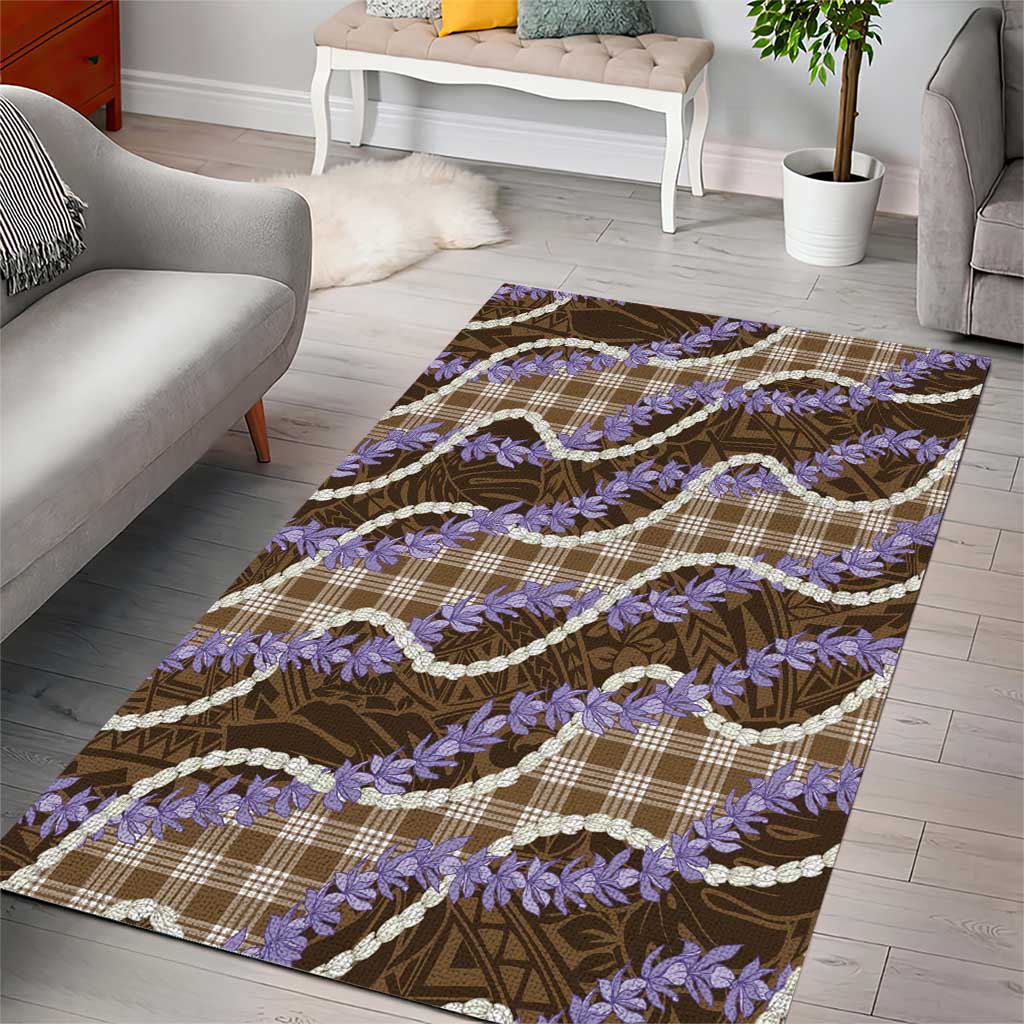 Brown Hawaii Palaka Honohono Pikake Area Rug Hawaiian Orchid Lei Polynesian Pattern LT14 - Polynesian Pride