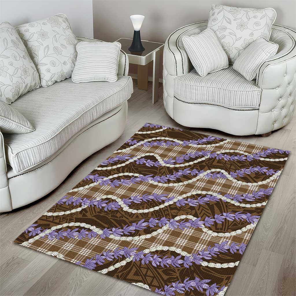 Brown Hawaii Palaka Honohono Pikake Area Rug Hawaiian Orchid Lei Polynesian Pattern LT14 - Polynesian Pride