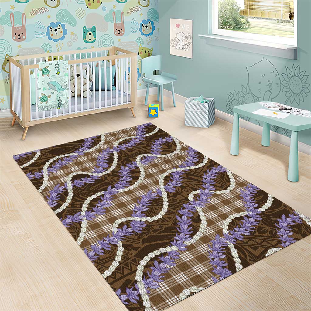 Brown Hawaii Palaka Honohono Pikake Area Rug Hawaiian Orchid Lei Polynesian Pattern LT14 - Polynesian Pride