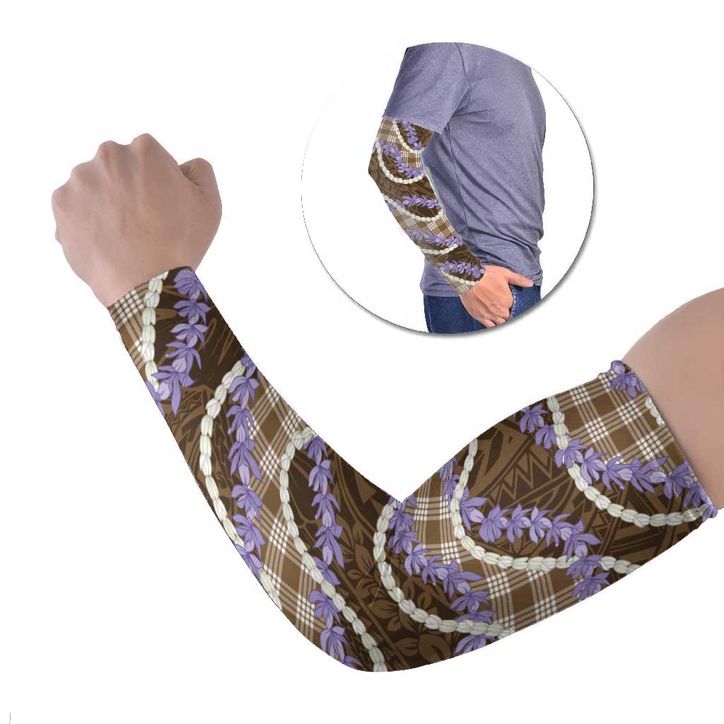 Brown Hawaii Palaka Honohono Pikake Arm Sleeves Hawaiian Orchid Lei Polynesian Pattern - Polynesian Pride