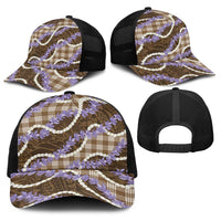 Brown Hawaii Palaka Honohono Pikake Baseball Net Cap Hawaiian Orchid Lei Polynesian Pattern LT14 - Polynesian Pride