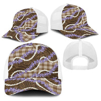 Brown Hawaii Palaka Honohono Pikake Baseball Net Cap Hawaiian Orchid Lei Polynesian Pattern LT14 - Polynesian Pride