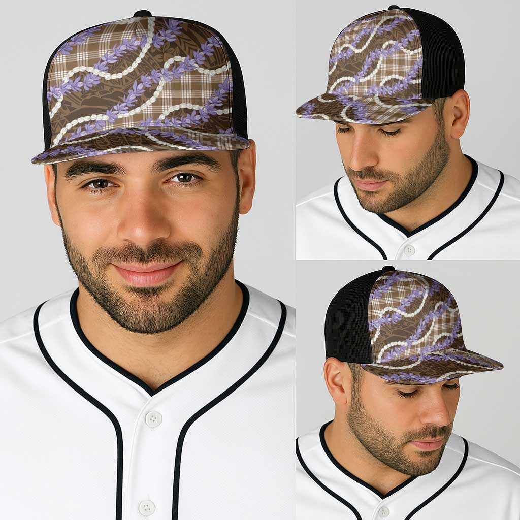 Brown Hawaii Palaka Honohono Pikake Baseball Net Cap Hawaiian Orchid Lei Polynesian Pattern LT14 - Polynesian Pride