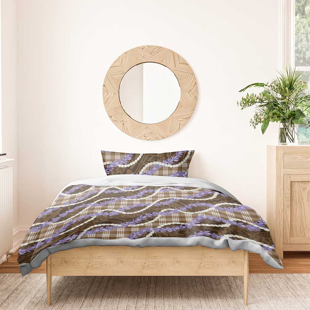 Brown Hawaii Palaka Honohono Pikake Bedding Set Hawaiian Orchid Lei Polynesian Pattern - Polynesian Pride