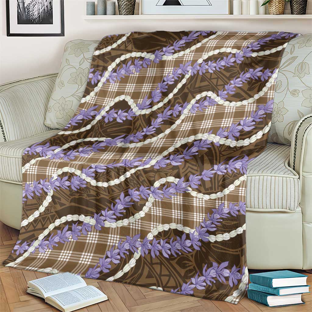 Brown Hawaii Palaka Honohono Pikake Blanket Hawaiian Orchid Lei Polynesian Pattern - Polynesian Pride