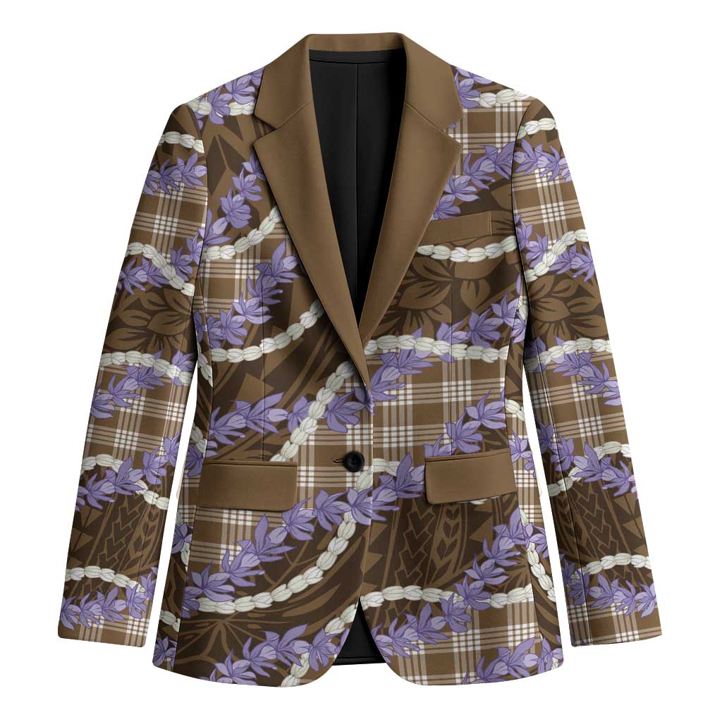 Brown Hawaii Palaka Honohono Pikake Blazer Hawaiian Orchid Lei Polynesian Pattern - Polynesian Pride