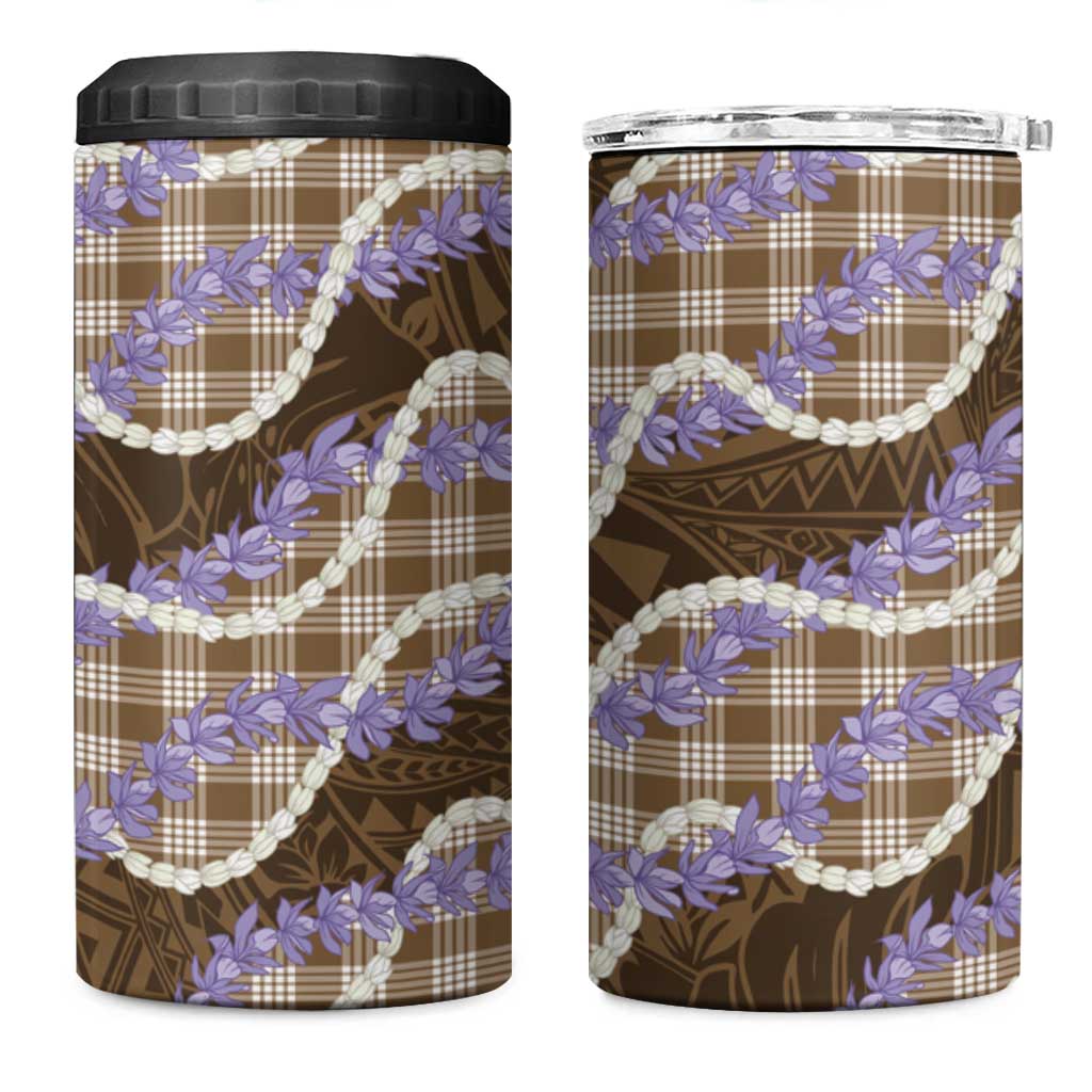 Brown Hawaii Palaka Honohono Pikake 4 in 1 Can Cooler Tumbler Hawaiian Orchid Lei Polynesian Pattern LT14 One Size: 16 oz Brown - Polynesian Pride