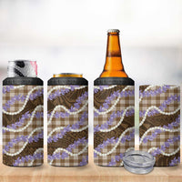 Brown Hawaii Palaka Honohono Pikake 4 in 1 Can Cooler Tumbler Hawaiian Orchid Lei Polynesian Pattern LT14 - Polynesian Pride