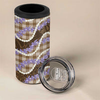 Brown Hawaii Palaka Honohono Pikake 4 in 1 Can Cooler Tumbler Hawaiian Orchid Lei Polynesian Pattern LT14 - Polynesian Pride