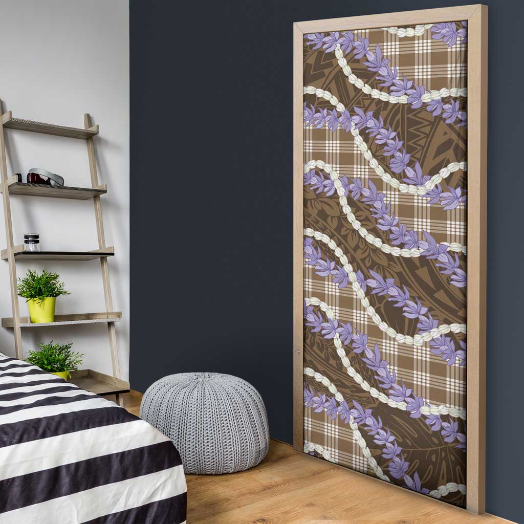 Brown Hawaii Palaka Honohono Pikake Door Cover Hawaiian Orchid Lei Polynesian Pattern - Polynesian Pride