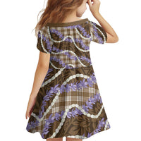 Brown Hawaii Palaka Honohono Pikake Family Matching Off Shoulder Short Dress and Hawaiian Shirt Hawaiian Orchid Lei Polynesian Pattern LT14 - Polynesian Pride