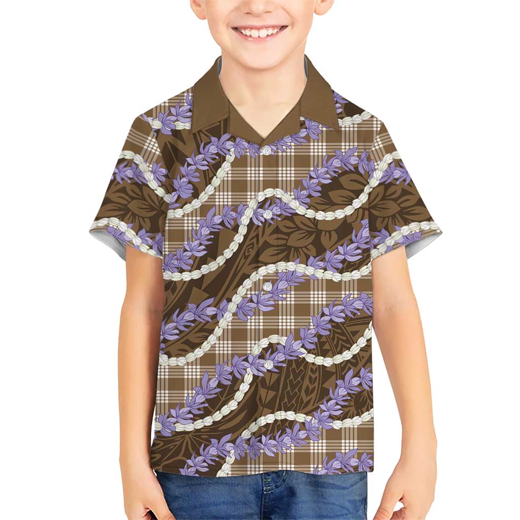 Brown Hawaii Palaka Honohono Pikake Family Matching Puletasi and Hawaiian Shirt Hawaiian Orchid Lei Polynesian Pattern LT14 - Polynesian Pride