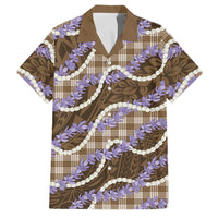 Brown Hawaii Palaka Honohono Pikake Family Matching Short Sleeve Bodycon Dress and Hawaiian Shirt Hawaiian Orchid Lei Polynesian Pattern LT14 Dad's Shirt - Short Sleeve Brown - Polynesian Pride