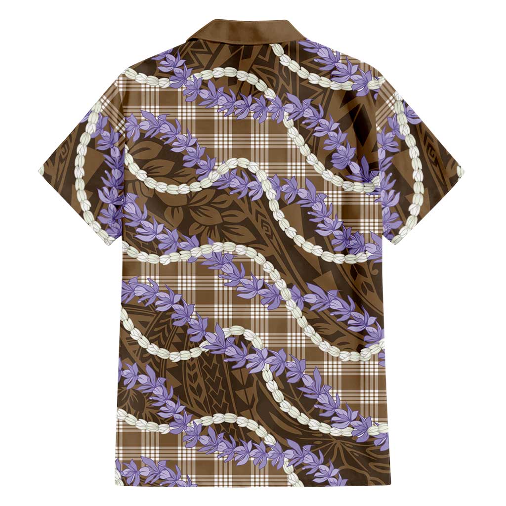 Brown Hawaii Palaka Honohono Pikake Family Matching Short Sleeve Bodycon Dress and Hawaiian Shirt Hawaiian Orchid Lei Polynesian Pattern LT14 - Polynesian Pride