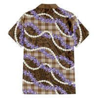 Brown Hawaii Palaka Honohono Pikake Family Matching Short Sleeve Bodycon Dress and Hawaiian Shirt Hawaiian Orchid Lei Polynesian Pattern LT14 - Polynesian Pride