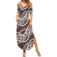Brown Hawaii Palaka Honohono Pikake Family Matching Summer Maxi Dress and Hawaiian Shirt Hawaiian Orchid Lei Polynesian Pattern LT14 Brown - Polynesian Pride